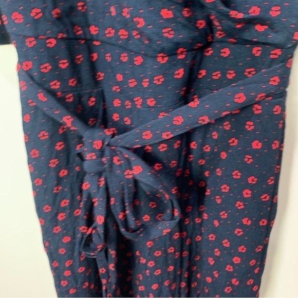 [Abercrombie & Fitch] Women's Navy Blue & Red Ditsy Floral Print Jumpsuit - Picture 7 of 11